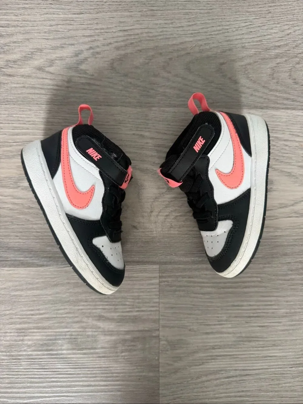 Nike Girls' 8 Toddler Court Borough Mid 2 Sneakers - Pink, Black & White